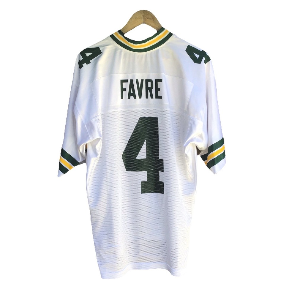 Vintage Reebok Green Bay Packers Brett Favre #4 NFL Jersey White Men's Medium
